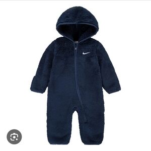 Nike Navy Plush Hooded Baby Footie